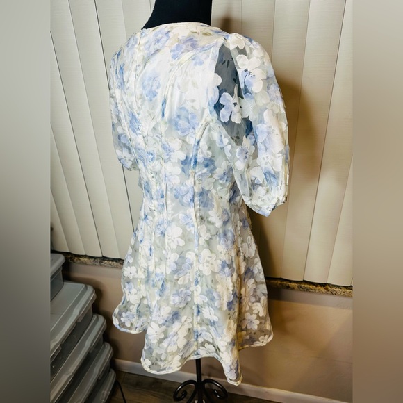 Altard State Whitley Seamed Floral Puff Sleeve Dress Size Large - Picture 5 of 8
